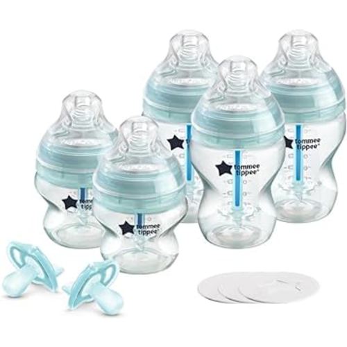 Tommee Tippee Fussy Baby Complete Solution, Baby Bottle Set | Advanced Anti-Colic Bottles, Breast-Like Nipples, Travel Lids, 0-6m Ultra-Light Silicone Pacifiers