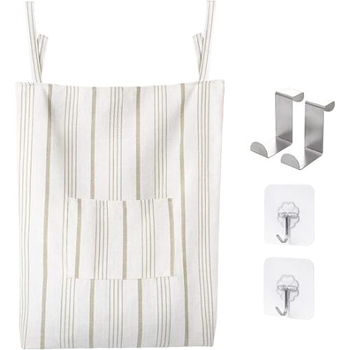 Hanging Laundry Hamper Beige & Light Brown Stripes
