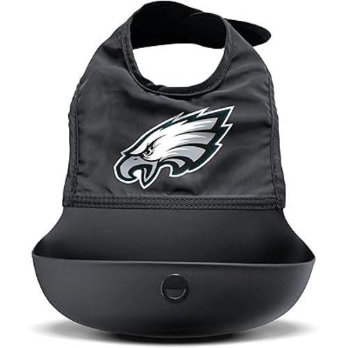 Smilo Silicone Bib - Officially Licensed NFL Fabric & Silicone Baby Bib with Crumb Catcher for Babies and Toddlers