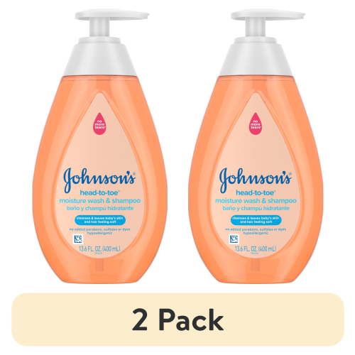 (2 pack) Johnson's Head-To-Toe Gentle Baby Moisture Wash & Shampoo, 13.6 fl. oz