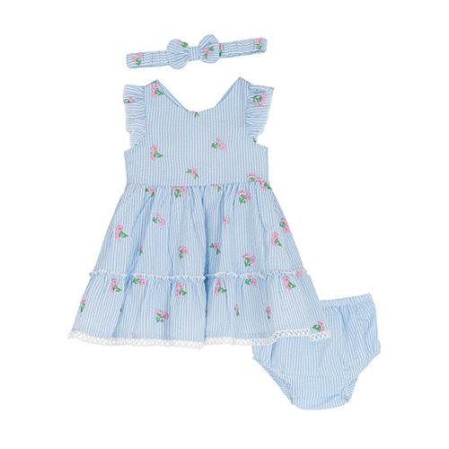 Rare Editions Baby Girls Sleeveless Flutter A-Line Dress, Color: Blue - JCPenney