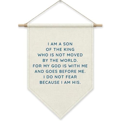 Bible Verse Wall Decor, I Am A Son of the King Pennant Hanger Banner