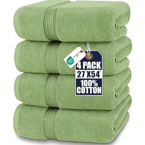Utopia Towels 4 Pack Premium Bath Towels, 27x54 in, 600 GSM Cotton Sage Green