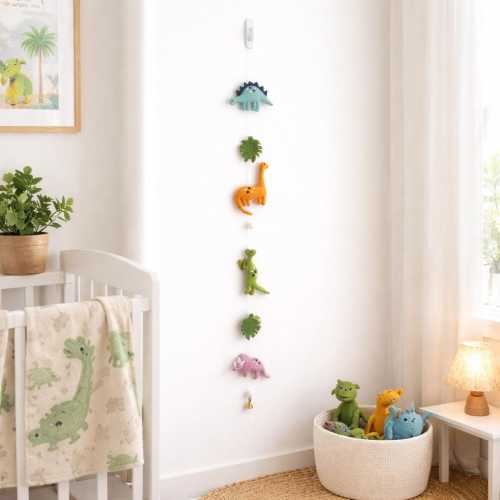 Felt Dinosaur Garland, Jurassic Nursery Decor, Handmade Wool Banner