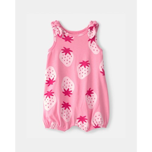 Baby Girl Strawberry Sleeveless Romper - Pink | Carter's