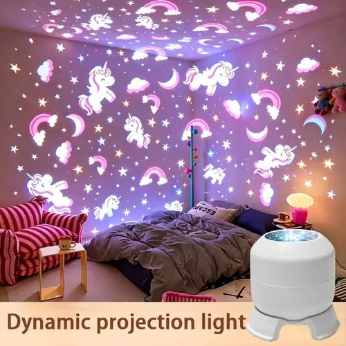 unicorn themed dynamic projection lamp night - Temu
