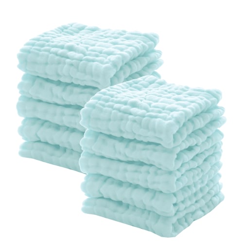 Baby Washcloths and Burp Cloths, Soft Absorbent Towels for Newborns,10 Pack, 12x12 Inches