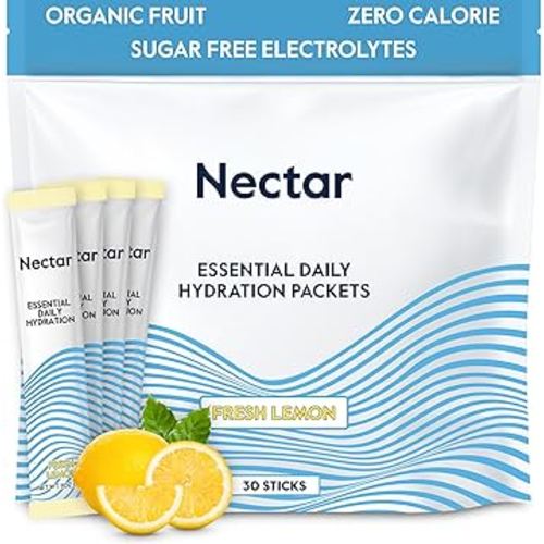 Nectar Hydration Packets - Electrolytes Powder Packets - No Sugar or Calories - Organic Fruit Liquid Daily IV Electrolytes Powder for Dehydration Relief and Rapid Rehydration (Lemon 30 Pack)
