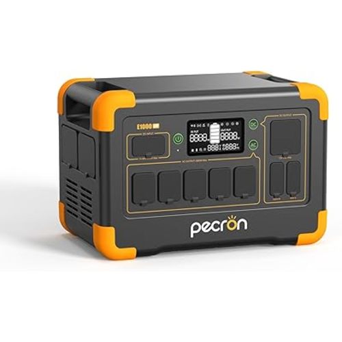 pecron Portable Power Station E1000LFP, 1024Wh LiFePO4 Battery Backup, 1800W AC/100W USB-C Output, Fast Charging Solar Generator for Home Use, Camping, RV, Emergencies