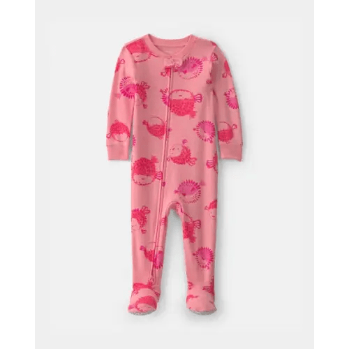 Baby Girl Pufferfish 100% Cotton 1-Piece Pajama - Pink | Carter's