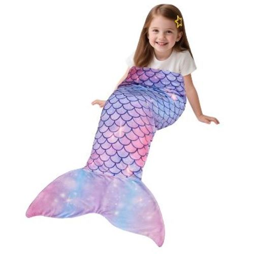 Catalonia Mermaid Tail Blanket for Toddlers Girls, Mermaid Fish Tail Sleeping Bag, Cozy Gift for Girls 4-6 (Multicolor, 45x16 Inches)
