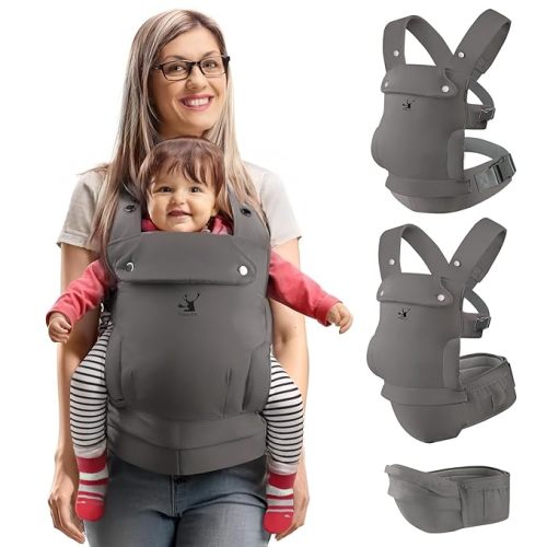 Baby Carriers, Baby Carrier with Hip Seat, 3 in 1 Baby Carrier Newborn to Toddler, 3-36 Month Baby Sling, Adjustable Detachable Baby Hip Seat, Enhanced Lumbar Support, Ideal for Hands-Free Parenting