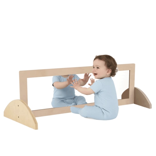 JHNIFTYNEST Montessori Wooden Mirror Two-Way Adjustment Multifunction Baby Coordination Mirror Non-Shatter Safe Acrylic Infant Standing Tools for Daycare Preschool Home
