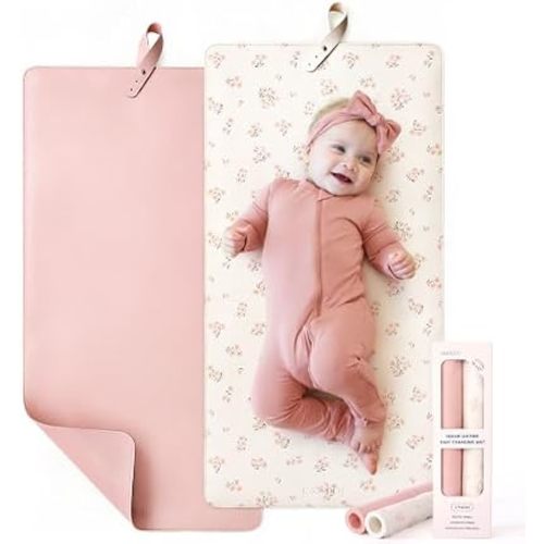 Thickened Baby Changing Pad 2 Pack, Portable Travel Mat with Roll-up Design