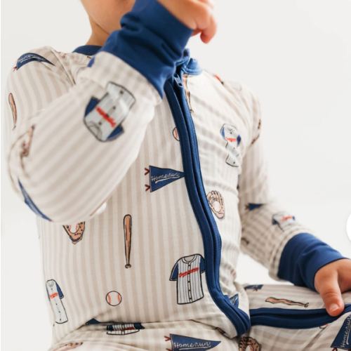 Blue Baseball Zipper Romper – In My Jammers