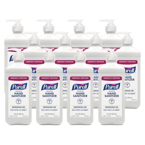 PURELL Advanced Instant Hand Sanitizer, 16 oz Pump Bottle, 12/Pack (9636-12-P)