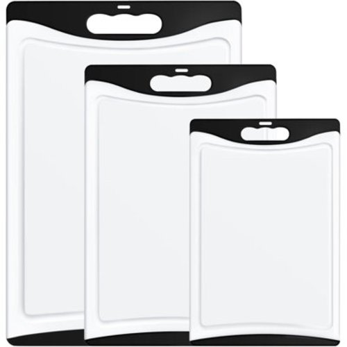 Cutting Boards for Kitchen, Plastic Cutting Board Set of 3, Dishwasher Safe Cutting Boards w/Juice Grooves for Meat, Veggies, Easy Grip Handle, Serveware Accessories