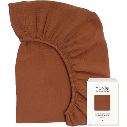 Muslin Crib Sheets 28" x 52" – Organic Cotton Sheets – Baby Crib Sheets For Boys And Girls - Breathable Cotton Bed Sheets - Ultra-Soft Fitted Crib Sheet (Cedar)