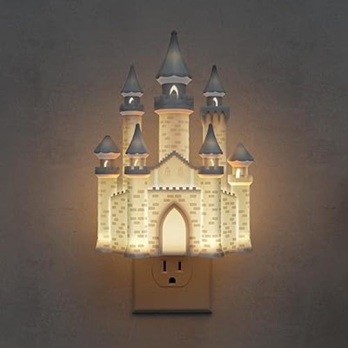L LOHAS LED 3D Castle Night Lights Plug into Wall, Night Light for Kids, Built-in Dusk to Dawn Sensor, Dimmable Night Light for Kids Room Bedroom Bathroom Hallway, 3000K Soft White