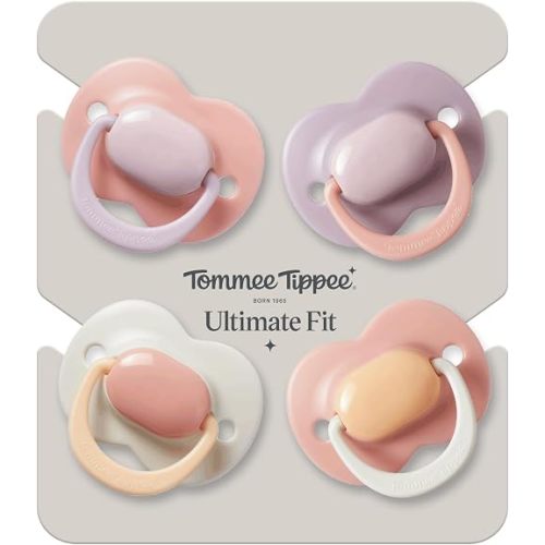 Tommee Tippee Ultimate Fit Soother, 6-18 Months, 4 Pack, Colour Blocked, Orthodontic Dummy for Babies, Symmetrical Teat, Air Holes, 100% BPA Free Silicone, Steriliser Safe, Muted Brights