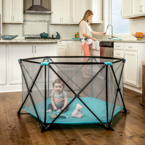 Regalo My Play Aqua Portable Play Yard - Indoor & Outdoor, Unisex, 6-Panel, Washable