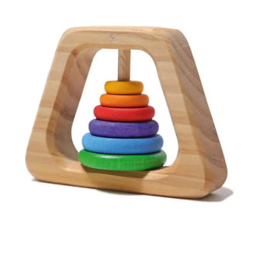 Wooden Rainbow Pyramid Rattle