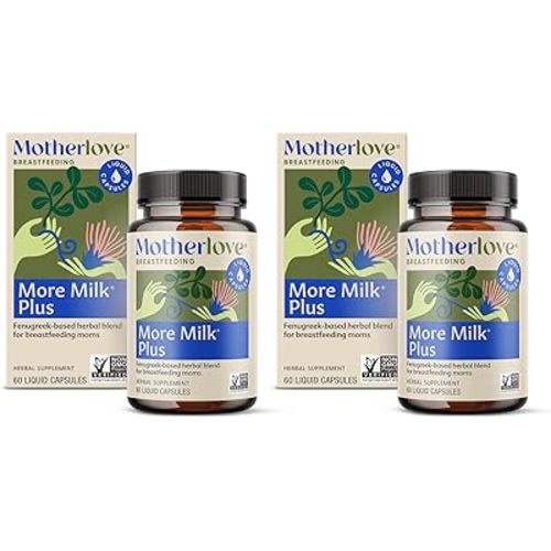Motherlove More Milk Plus (60 Liquid caps 2 Pack) Fenugreek-Based Lactation Supplement to Support Breast Milk Supply—Non-GMO, Organic Herbs, Vegan, Kosher