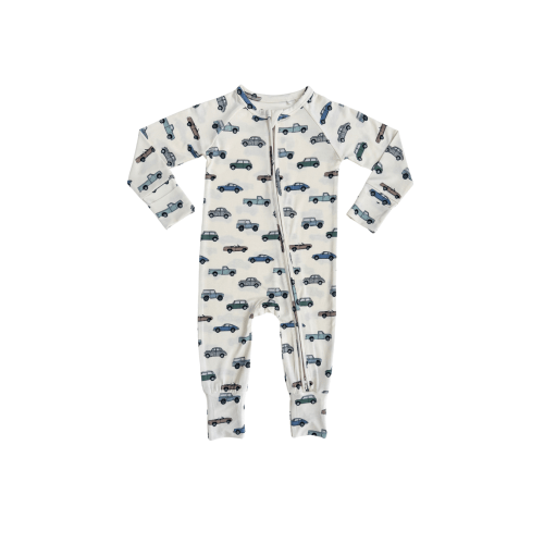 Vintage Cars Zipper Romper