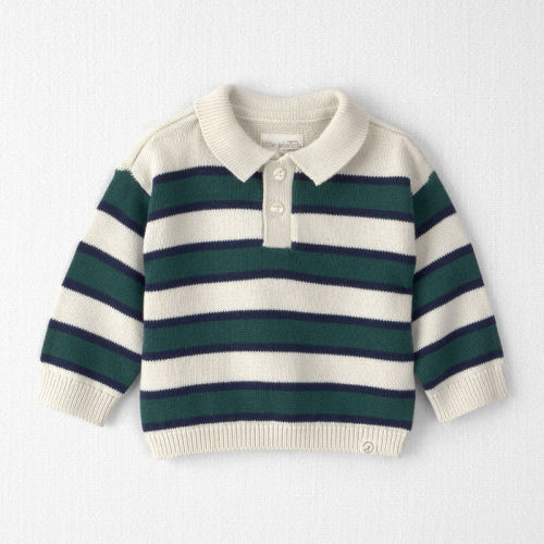 Baby Boy Organic Cotton Sweater Knit Polo in Stripes | Carter’s Oshkosh Canada