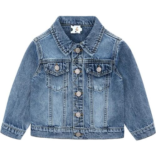 famuka Little Boy Girl White Denim Jacket Unisex Baby Button Down Jeans Coats Cowboy Outerwear