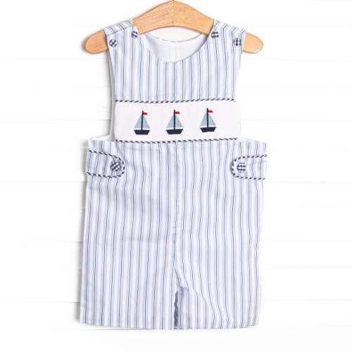 Bleu: Sullivan Sails Smocked Jon Jon, Blue Stripe – Stitchy Fish