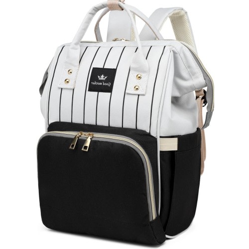 Diaper Bag Bacpack, HDJ Large Capacity Travel Diaper Bag with Insulated Milk Bottle Pocket for Mommy,Black