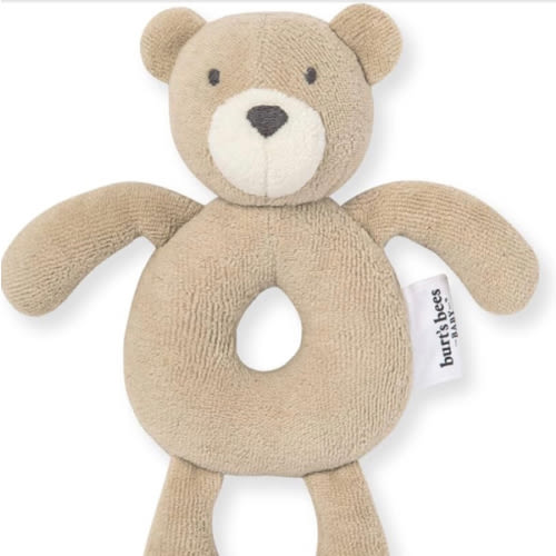 Burt's Bees Baby Unisex Infant Rattle Toy, Nursery Sensory Animal Plush Made with 100% Organic Cotton Shell and Polyester Fill, Sweet Bear, Bunny, or Dog Stuffed Animals for Babies