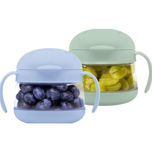 Ubbi Tweat No Spill Snack Container for Kids, BPA-Free, Toddler Snack Container, Sage & Blue