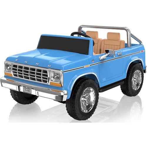 ANPABO Licensed Ford F-150 24V 2 Seater Ride on Car for Kids, 4x100W Motors for All-Terrain Electric Car with Parental Remote, Retro Style, 3-Speeds, Large Storage Box, Music Player, Aged 3-8, Blue