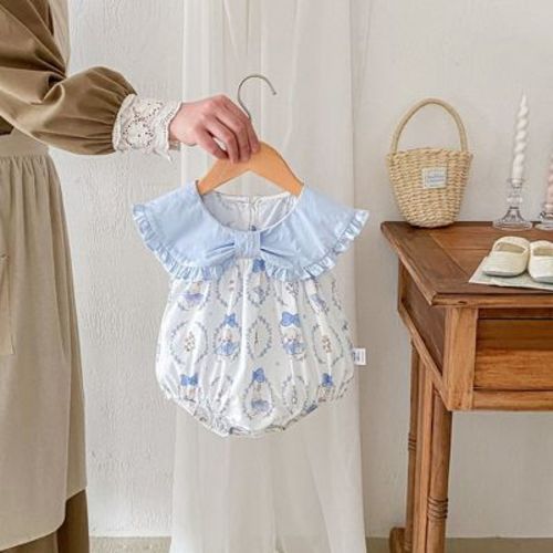 MyKids-USA Summer Hot Selling Baby Girls Sleeveless Crew Neck Rabbits Pattern Onesie