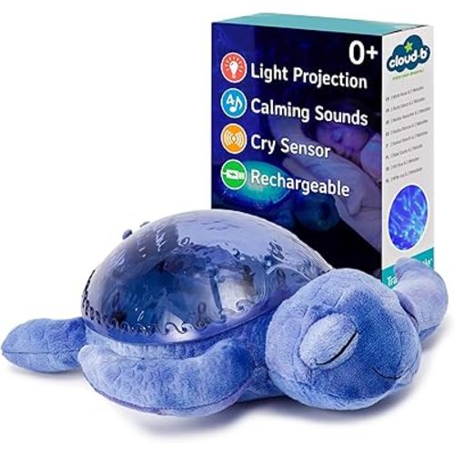 Cloud b Ocean Projector Nightlight with 2 White Noises & 2 Soothing Sounds | Adjustable Settings | Cry Sensor | Tranquil Turtle - Ocean (Rechargeable)