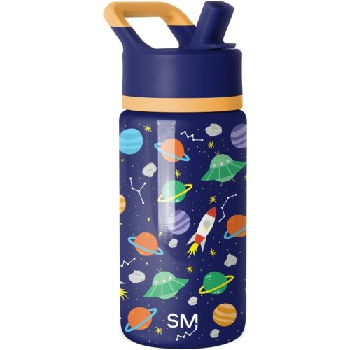 Simple Modern Kids Water Bottle with Straw Lid | 14oz Insulated Stainless Steel Kids Tumbler & Spill Proof Toddler Cup for School, Girls, Boys | Summit | Outer Space