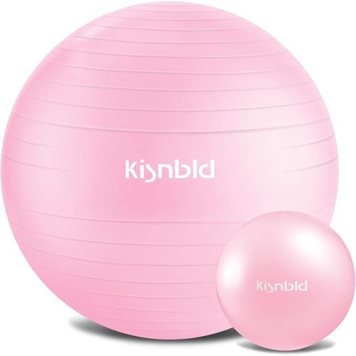 kisnbld Exercise Ball, Extra Thick Yoga Ball for Workout Pregnancy Stability, 4 Sizes Anti-Burst Balance Ball with Foot Pump - Heavy Duty Fitness Ball Chair for Office, Home & Gym