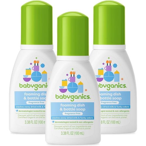 Babyganics Foaming Dish Soap, Pump Bottle, Fragrance Free, 16oz, 3 Pack