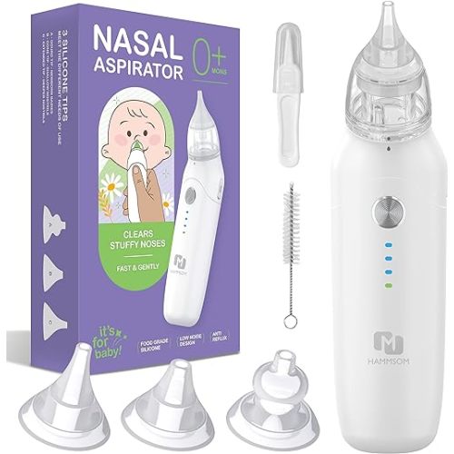 Electric Nasal Aspirator for Baby Nose Sucker,3 Different Nose Suction Nozzles, 3 Modes Snot Sucker for Baby, Deeply Nose Cleaner The Booger / Mucus / Snot,Babies Toddlers Newborn Essentials (White)