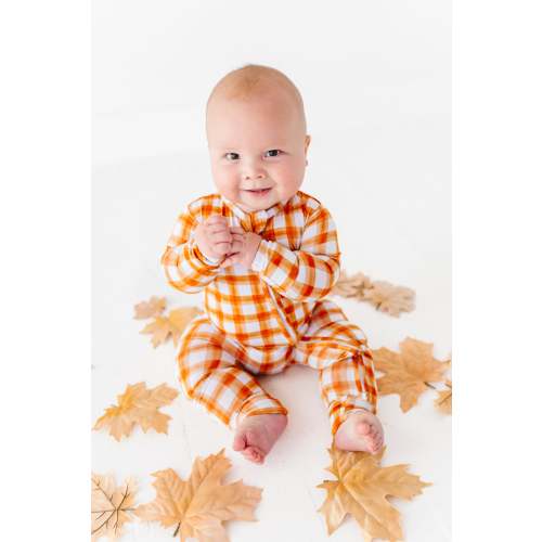 Orange Gingham Zipper Onesie – Little Pajama Co.