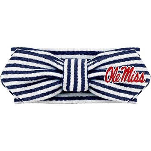 Creative Knitwear Ole Miss Rebels Infant Girls Navy/White Striped Hair Knot Headband Embroidered Logo - Size Newborn - 4T