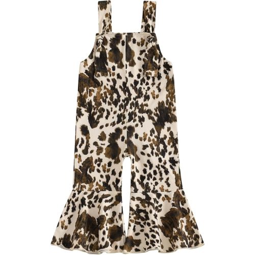 Toddler Baby Girl Cowgirl Outfit Cow Print Overalls Bell Bottom Jumpsuit Suspender Romper Pants Western Clothes