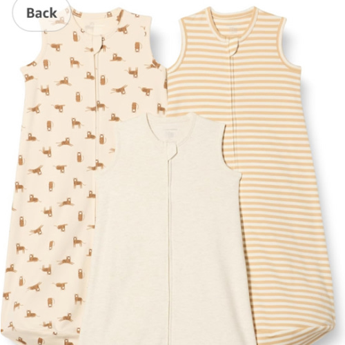 Amazon Essentials Unisex Babies' Cotton Sleep Sack, Wearable Blanket, 0.5 TOG, Pack of 3