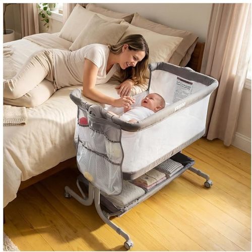KRIDDO 2-in-1 Baby Bassinet for Infant, Bedside Sleeper for Baby