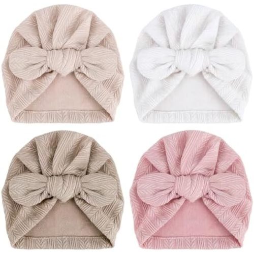 DRESHOW BQUBO Newborn Baby Bow Knot Turban Hat Hospital Hat Baby Infant Beanie Hats for Boys Girls 0-12 Months