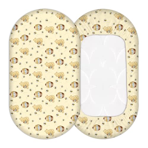 1 Pcs Classic Pooh Baby Bassinet Sheets, The Winnie Toddler Bed Sheets, Bassinet Sheet for Baby Boys or Girls, Suitable for Standard Cradles, Baby Bedding Supply, 32x16 Inch