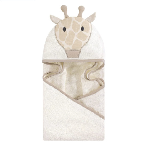Hudson Baby Unisex Baby Cotton Animal Face Hooded Towel, Modern Giraffe, One Size