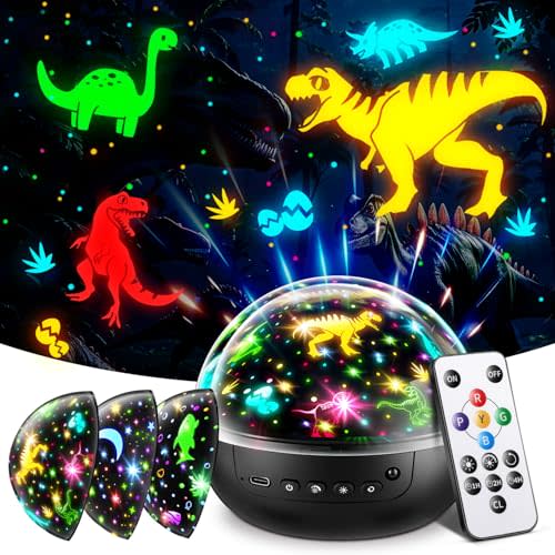 Staryou Dinosaur Toys for Kids 3-5, Remote+3 Films+93 Effects Dinosaur Toys for Kids 2-4, 3 Timer+5 Brightness 3 Year Old Boy Gift, Rotate 3 Year Old boy Birthday Gift, Boys Christmas Gifts Boys